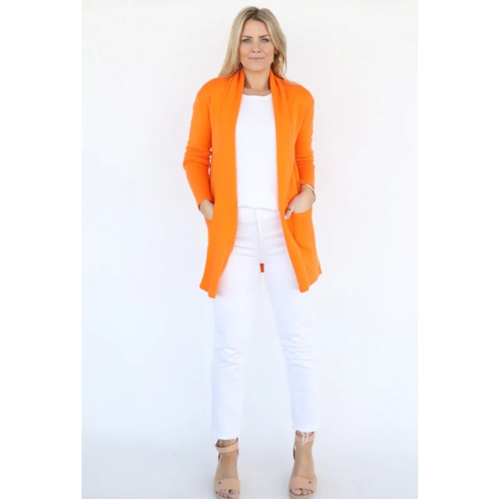 BURGESS Cotton Cashmere Travel Coat Cardigan Orange Medium
